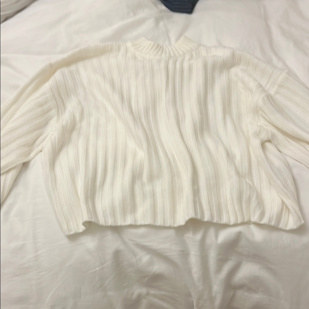 White Ribbed Sweater